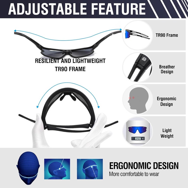 Duco Sports Polarized Sunglasses for Men Women Running Sunglasses Fishing Cycling Baseball Glasses UV400 Protection DC0023 - Image 4